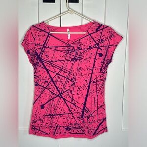 Pink with purple paint splatter Zumba T shirt